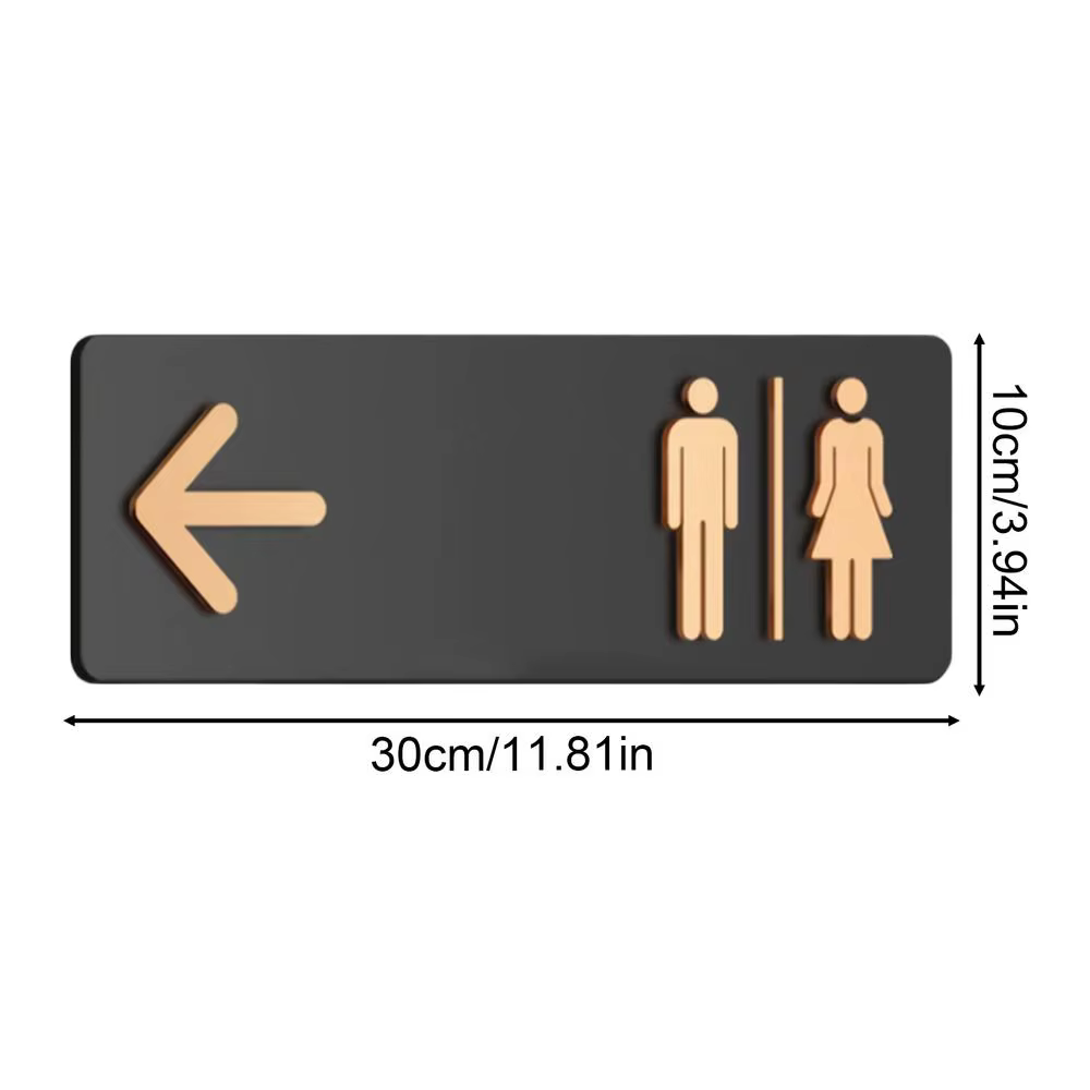 Panneau de signalisation de salle de bain en acrylique, panneau directionnel adhésif pour toilettes,