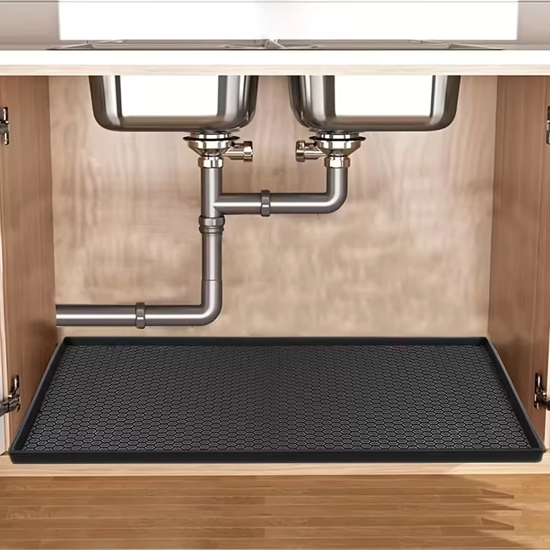 Tapis d'évier - Tapis imperméable pour armoire de cuisine - Revêtement d'évier en silicone flexible