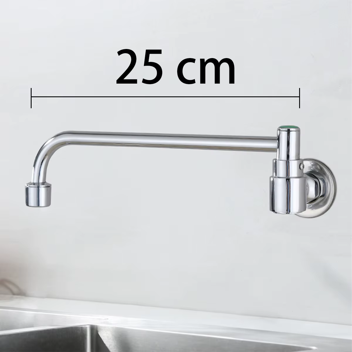 Robinet de cuisine mural en acier inoxydable, robinet d'eau froide simple, courbe inférieure, robine