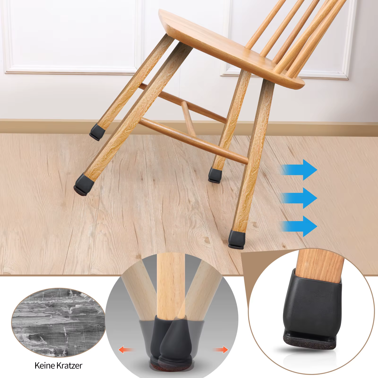 Protecteurs de sol pour pieds de chaise, 8 pièces, avec coussinets en feutre épais, couvre-pieds de 