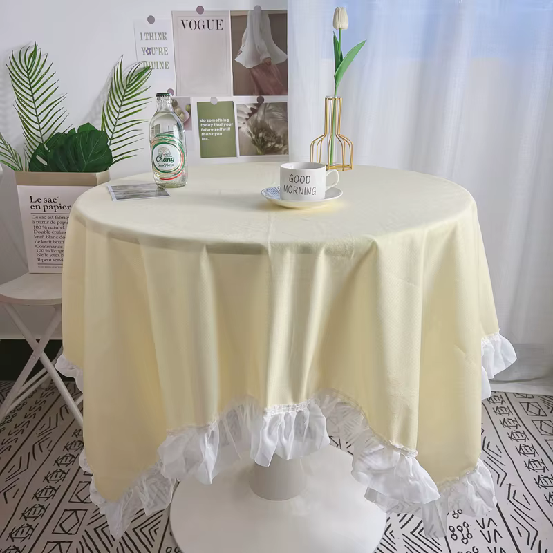 Ins – nappe de couleur Pure en dentelle semblable à des volants, couverture de bureau anti-poussière
