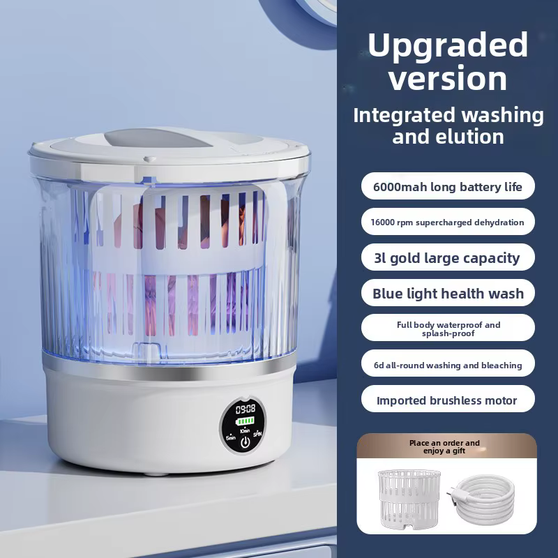 Lave-linge/sécheuse électrique portable mini tout-en-un avec chargement automatique par le haut, écr