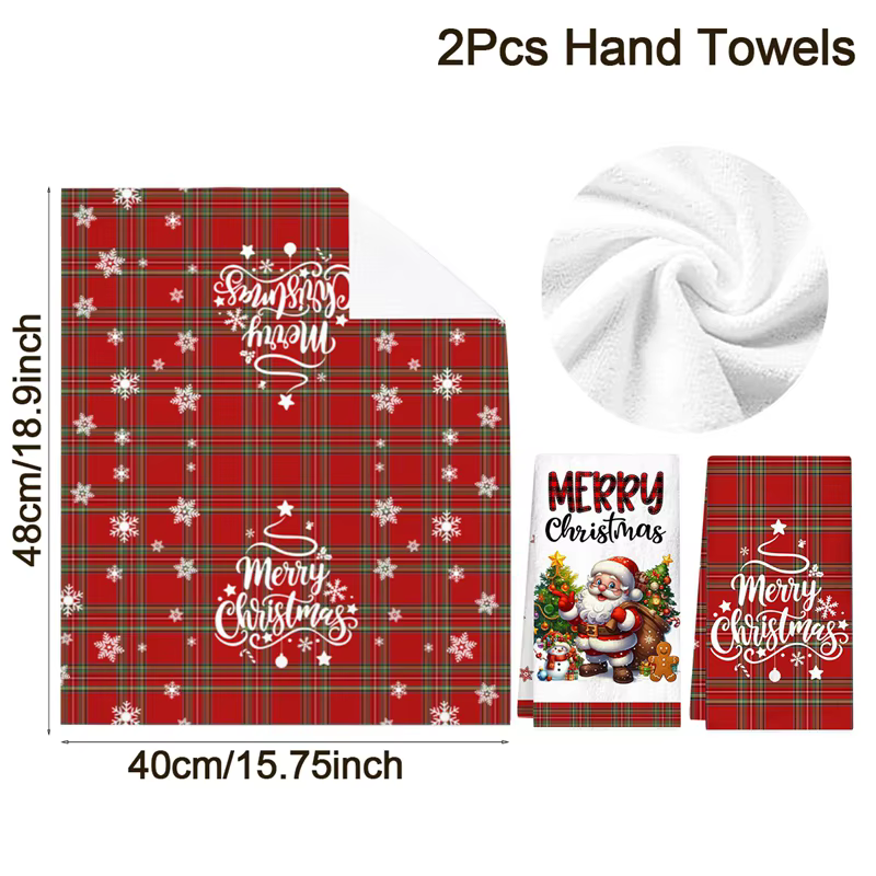 2 pièces serviettes de cuisine de noël joyeux noël décoration de fête 2025 noël père noël serviette 