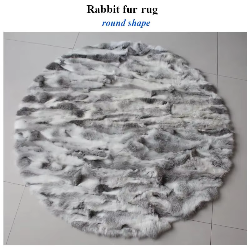 MS.Softex-Tapis en fourrure de lapin véritable, tapis en fourrure naturelle, tapis de maison, forme 