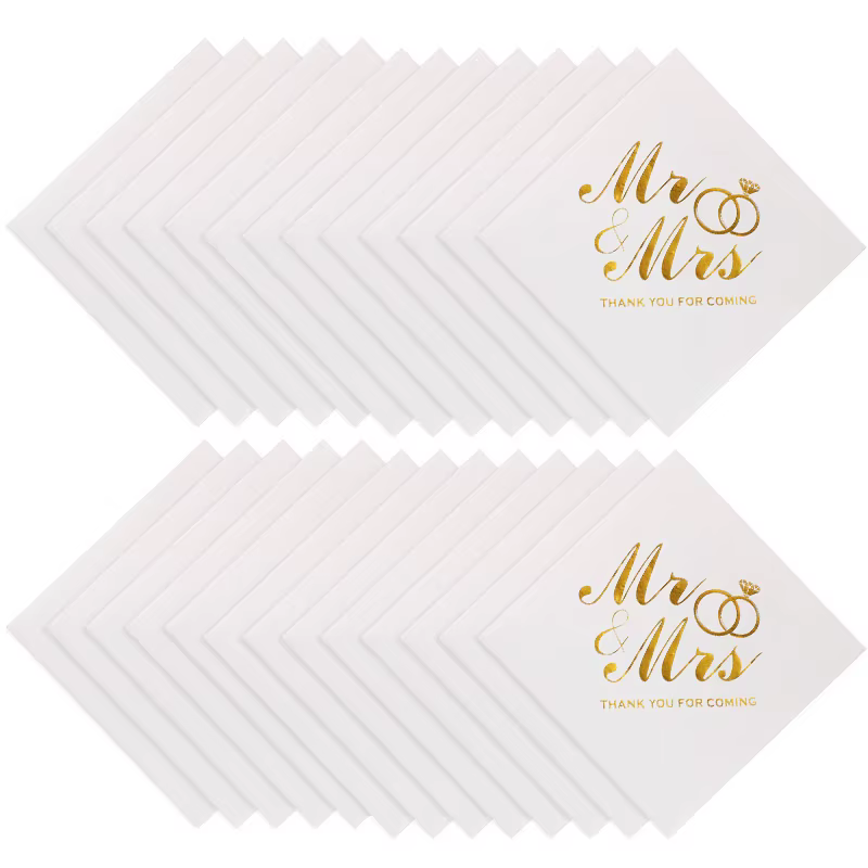 Serviettes de mariage en feuille d'or, 20/60/100 pièces, serviette en papier pour décoration de Tabl