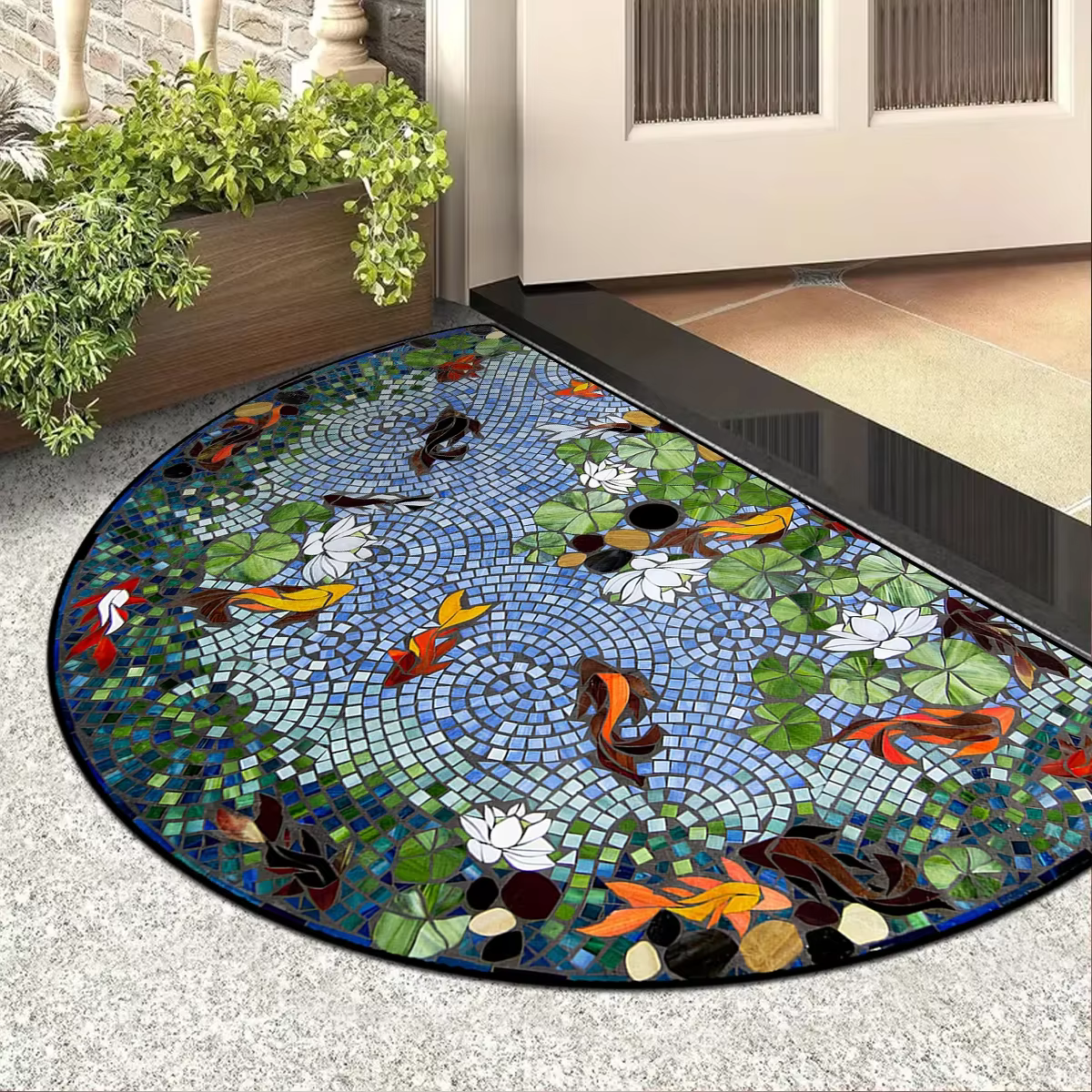 Tapis d'entrée de porte Paillasson d'entrée Maison Tapis de sol extérieur Tapis semi-circulaire Styl