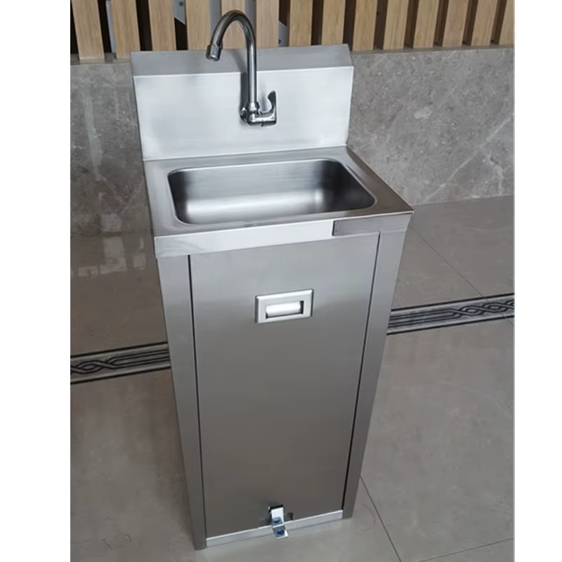 Lavabo d'armoire rectangulaire d'évier autoportant en acier inoxydable avec installation de robinet 