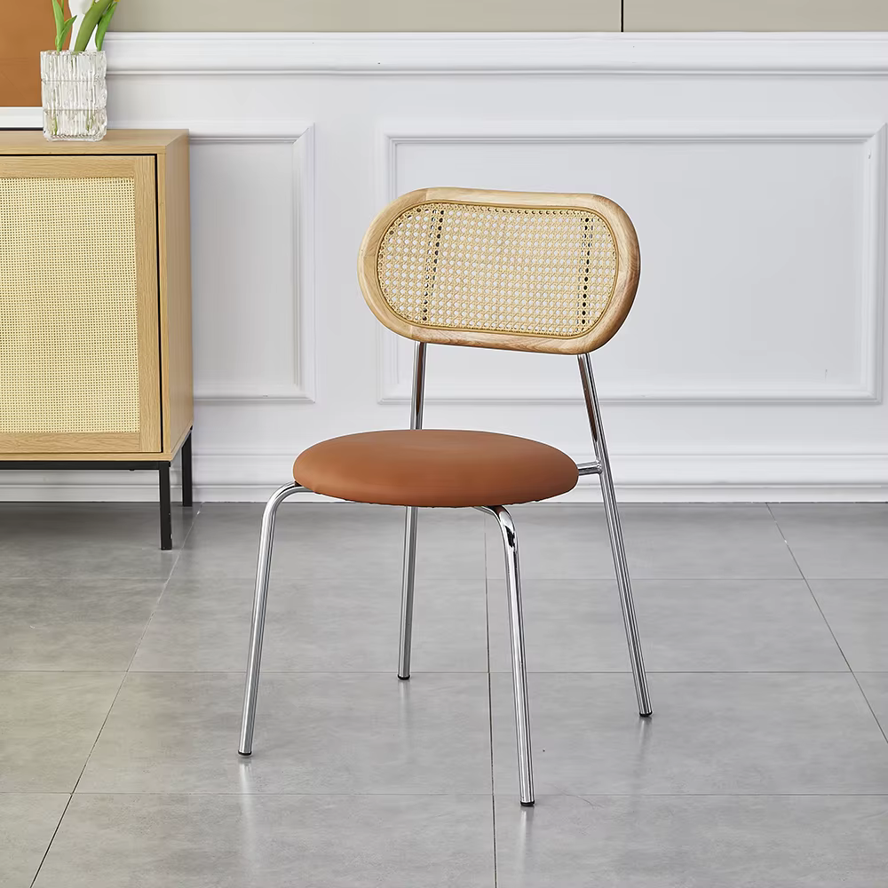 Chaises de salle à manger à dossier en rotin postmoderne haut de gamme de luxe moderne en bois massi
