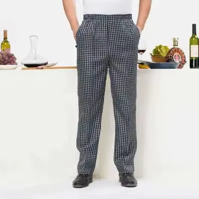 Pantalon de Chef Décontracté à Carreaux Élastique pour Hommes et Femmes, Tenue de Travail de Cuisine