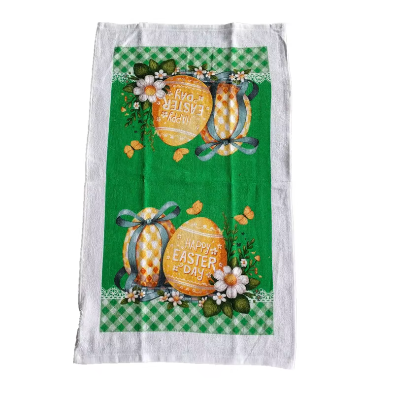 1 pièce, torchon de cuisine en coton imprimé lapin et œuf de Pâques, 38x63cm, absorbant l'eau, chiff