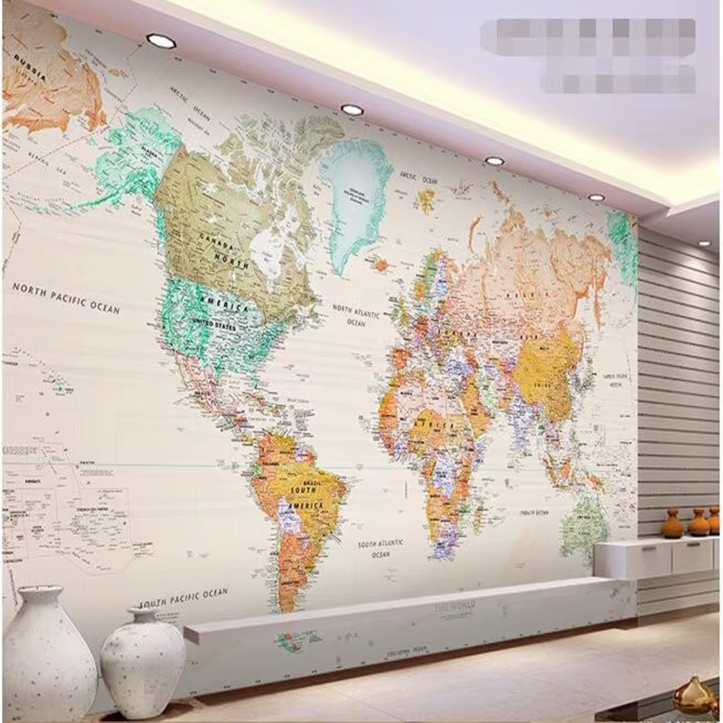 Peinture murale 3D personnalisée, papier peint photo du monde, salon élégant, version couleur claire