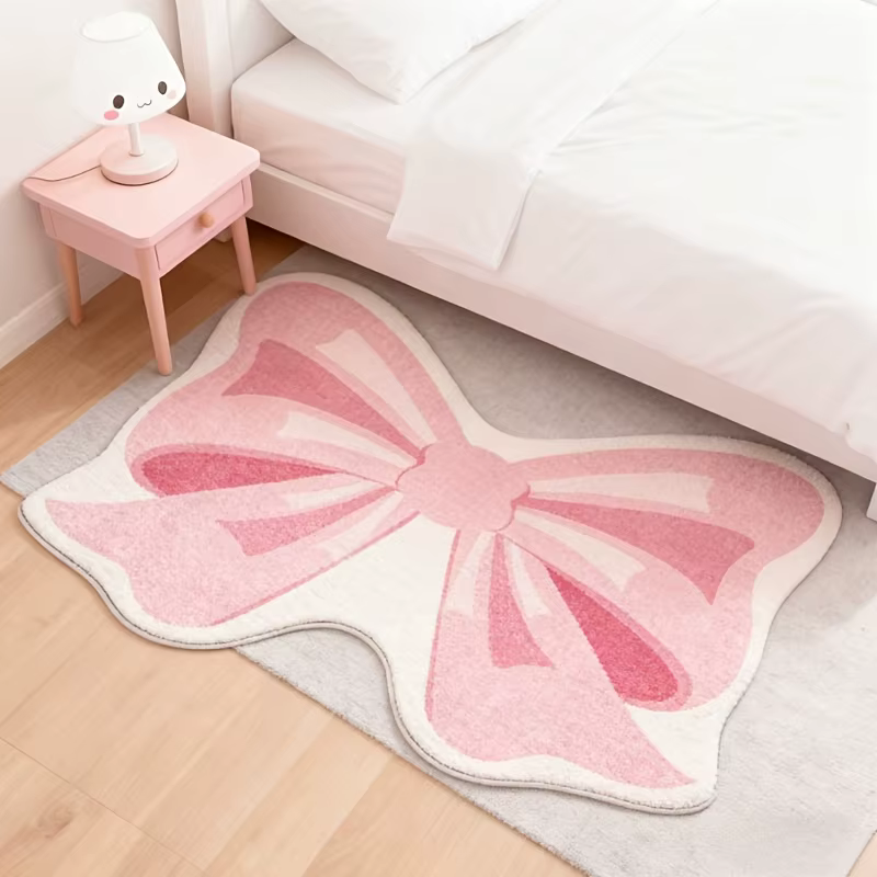 Tapis de chevet VIKAMA, design créatif, nœud rose irrégulier, tapis décoratif pour salon, tapis mini