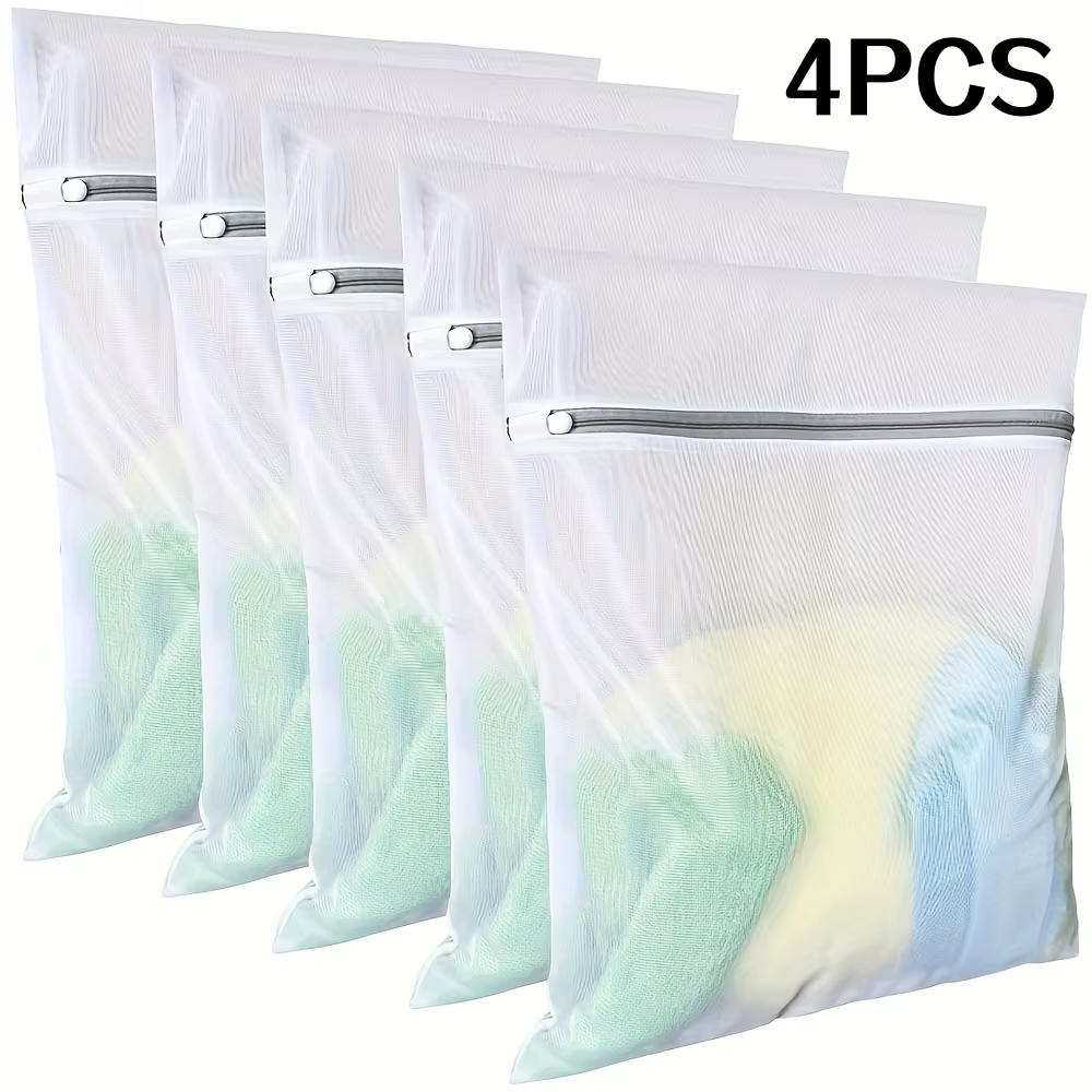 Paquet de 4 sacs à linge en maille fine pour machines à laver à domicile, spécifiquement conçus pour
