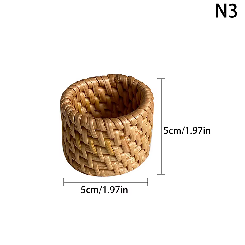 6 types d'anneaux de serviette tissés à la main, rustiques et naturels, porte-serviettes décoratifs 