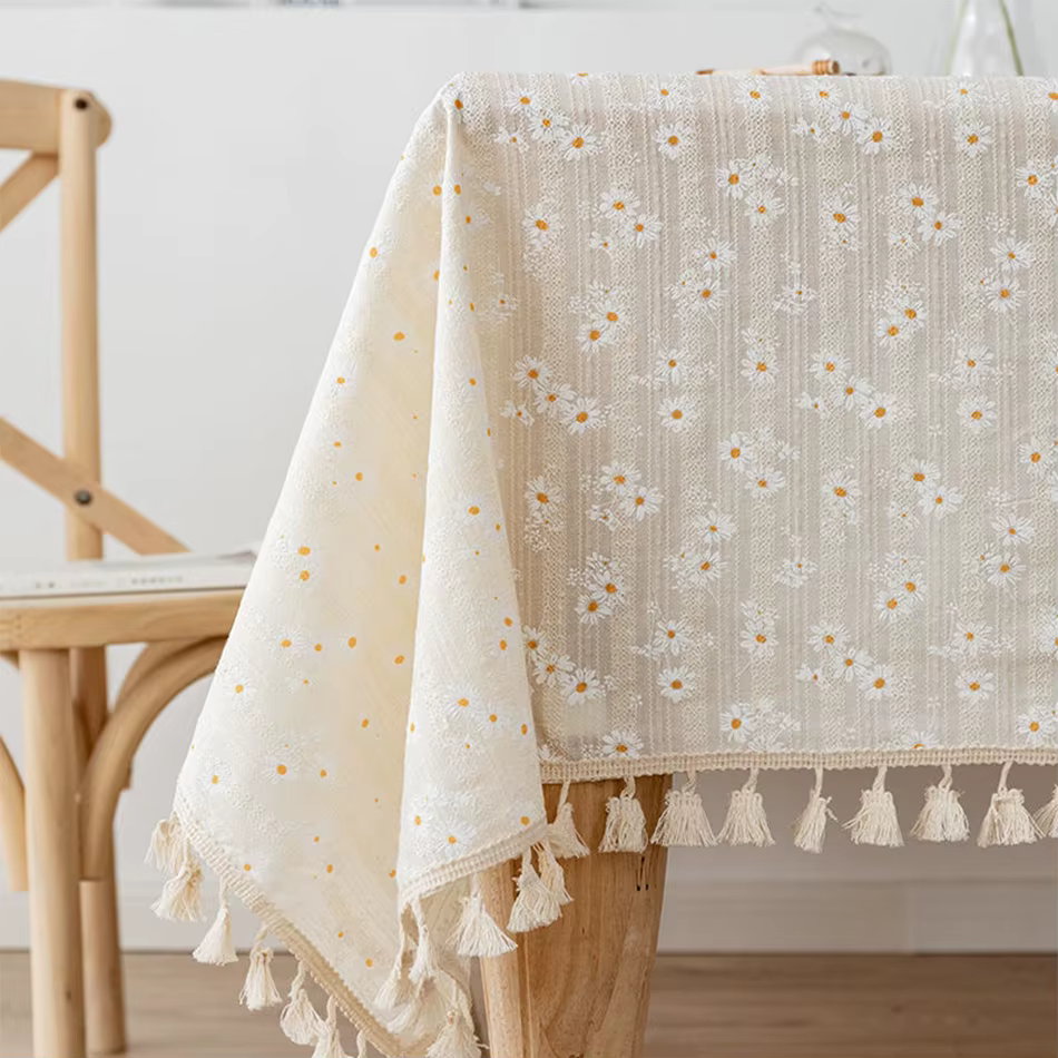 Nappe florale en coton petite marguerite de Style coréen, décoration de Table à thé, couverture de T
