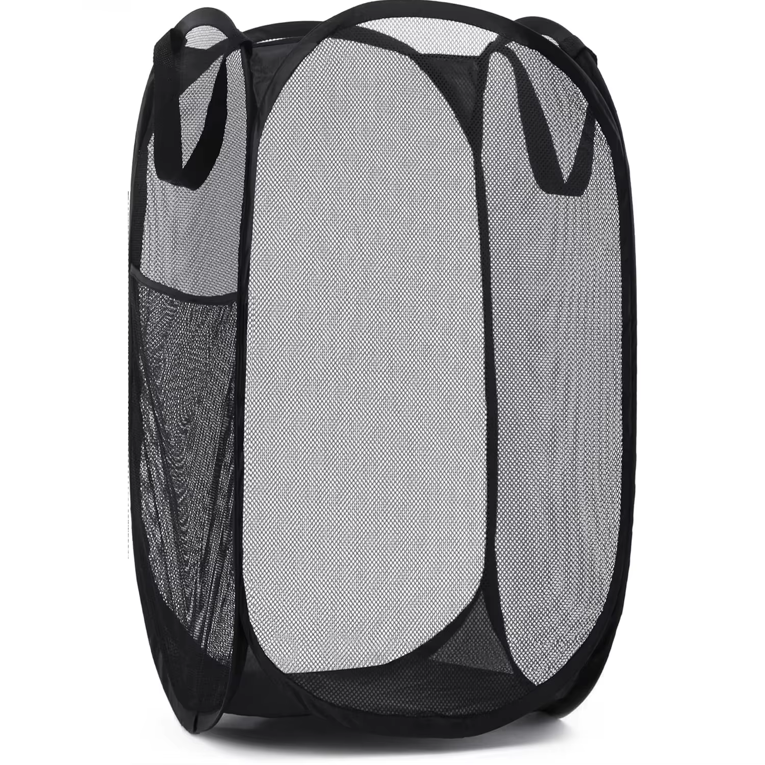 Grand panier à linge pliable en maille, panier à linge Pop-Up, poche latérale, rangement de vêtement