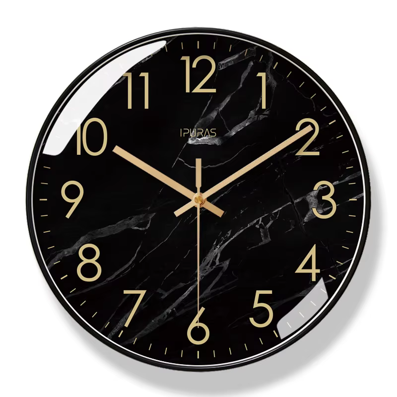 Horloge murale Bergame en marbre, horloge à quartz silencieuse, décoration de salon, mode nordique s