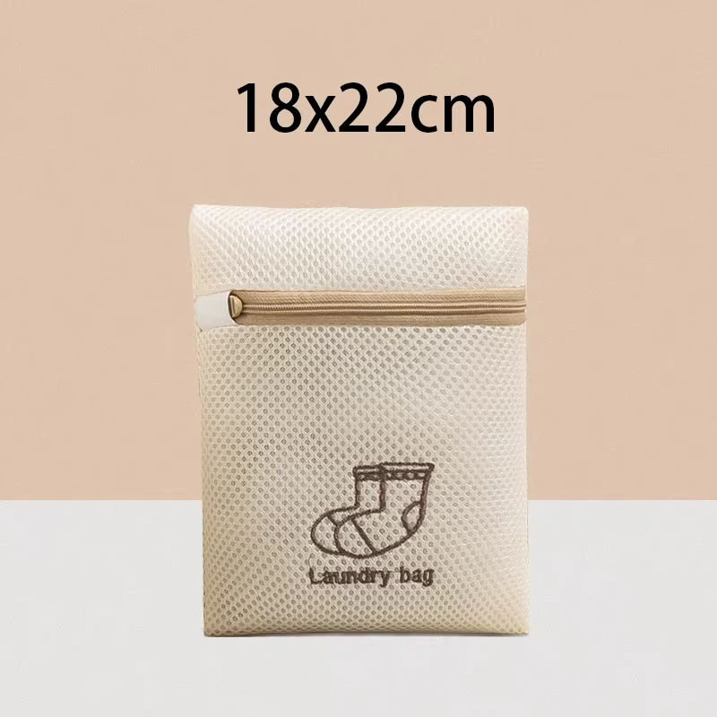 Sac à linge pour vêtements sales, maille Fine, broderie Beige, sacs de lavage épais, ensemble de lin