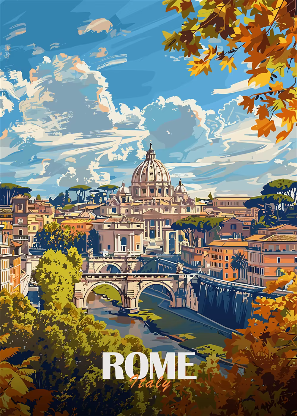 Affiche de paysage d'art moderne de londres, Paris, Rome, Attractions de voyage, peinture sur toile,