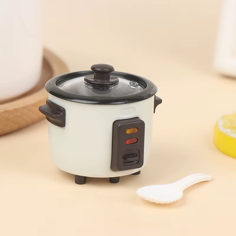 Mini cuiseur à riz pour maison de poupée 1:12 avec cuillère à riz, modèle de cuisine et ustensiles d