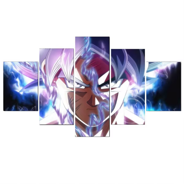 Manga 5 panneaux Dragon Ball Goku Super Saiyan mur Anime affiche bande dessinée toile peinture photo