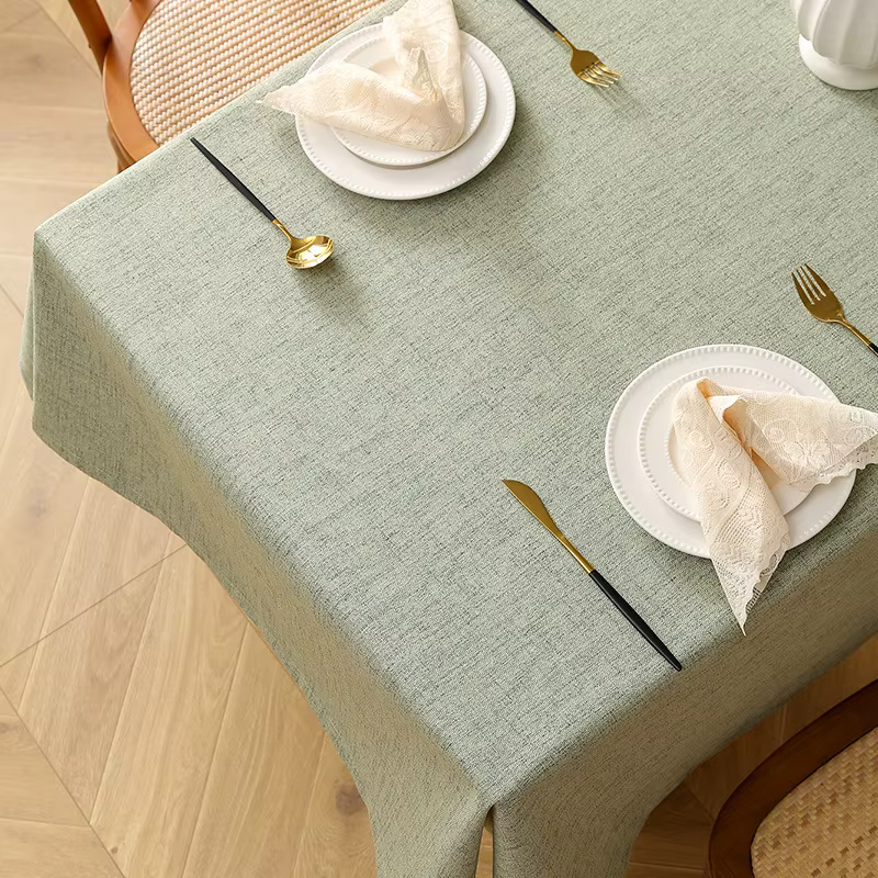 Nappe en lin unie simple, imperméable et résistante à l'huile, épaisse, pour la décoration de table 