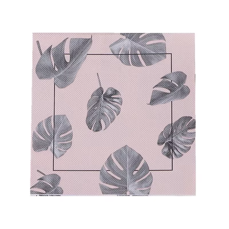 Serviettes jetables imprimées de feuilles de plantes 33x33cm, 20 pièces/paquet, papier de soie carré