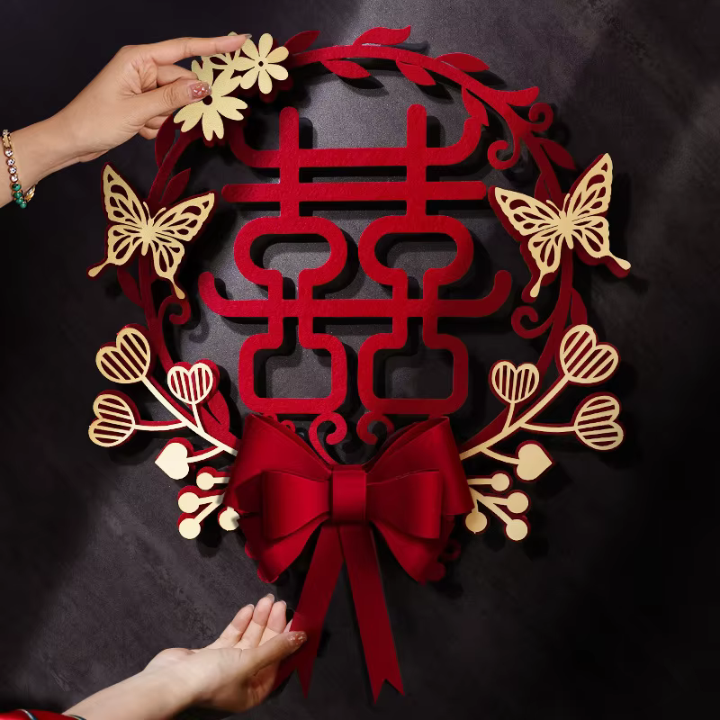 Autocollants de porte Double bonheur pour décoration de mariage chinois, fournitures de mariage, déc