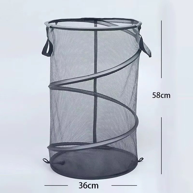 Panier de tri de linge sale pliant, grand sac de rangement de fil en maille, seau à cadre, organisat