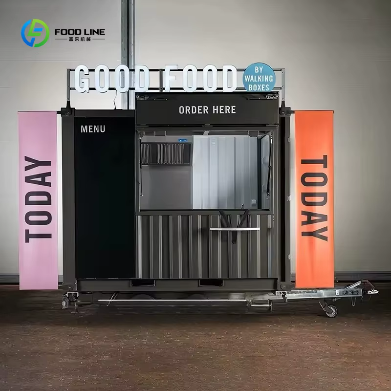 Chariot de cuisine mobile personnalisé pour la vente de nourriture de rue, remorque alimentaire carr