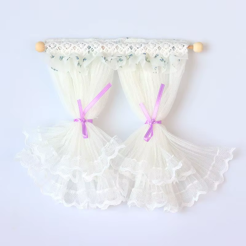Mini rideaux en dentelle pour maison de poupée, échelle 1/12, accessoire de meubles pour chambre de 