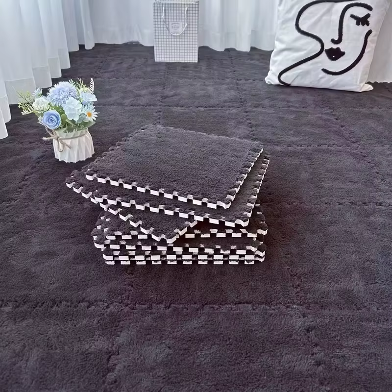 Tapis carrés en peluche imbriqués, 4 à 20 pièces, doux, à poils longs, parfaits pour les chambres à 