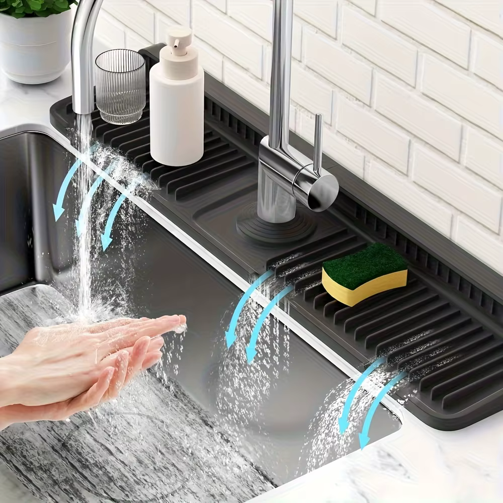 Protection anti-éclaboussures pour évier de cuisine avec 7 éléments °   Conception en pente, drainag