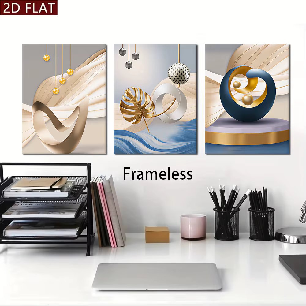 1 ensemble de peintures décoratives modernes et simples, triples, sans cadre, pour salon, mur de fon