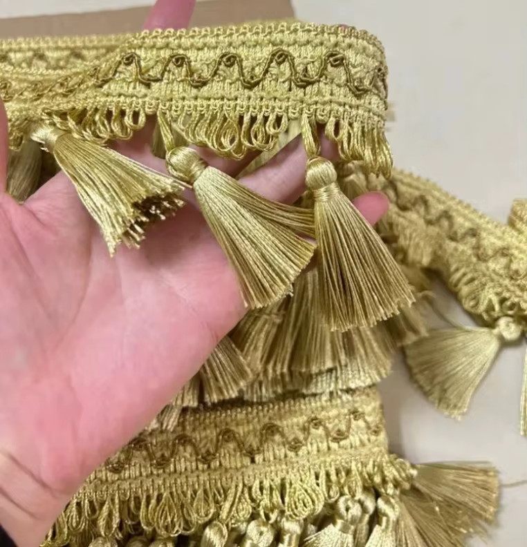 Rideau européen en dentelle, 3 mètres/lot, garniture à pampilles, franges, oreilles suspendues, cana