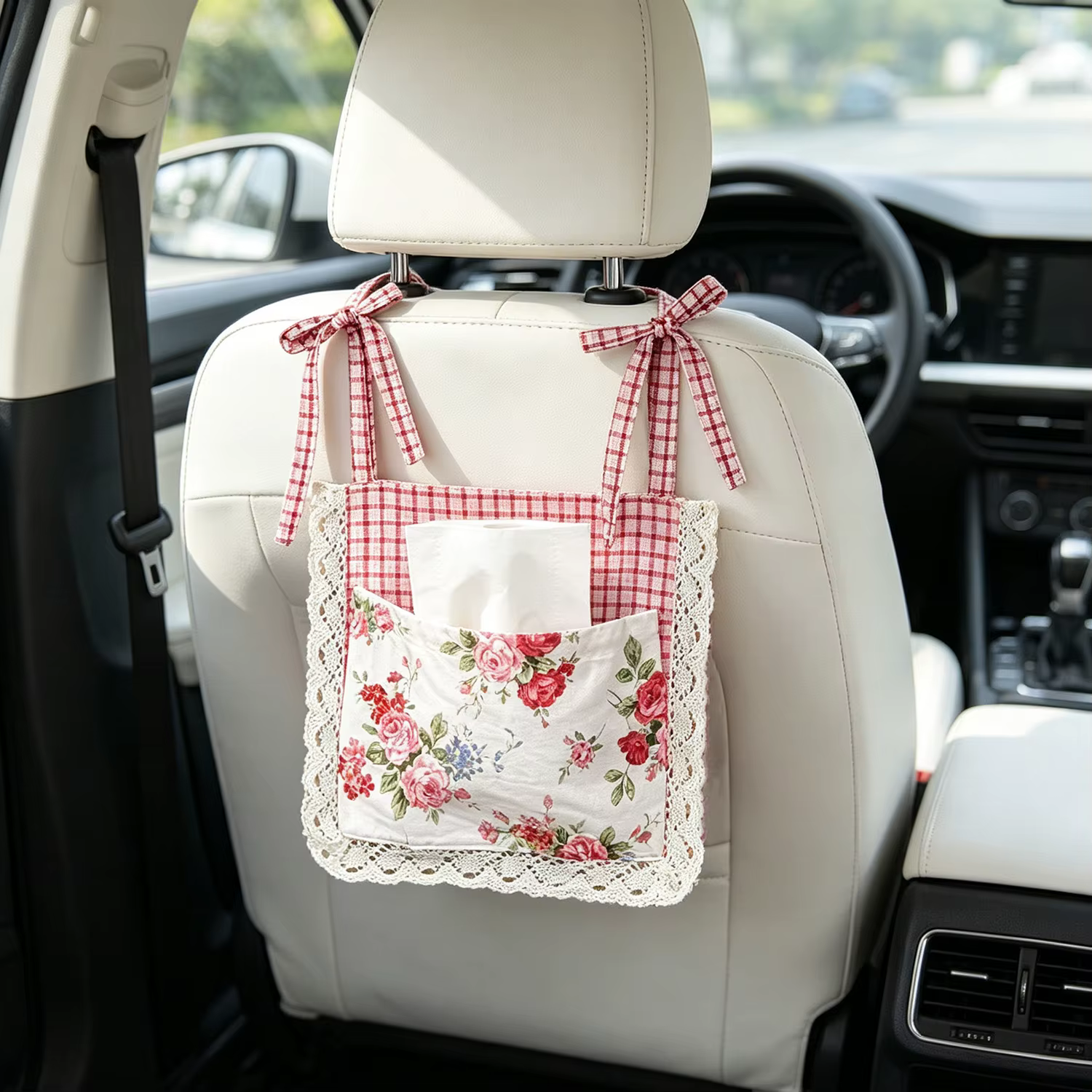 1 rideau court à motif floral rose pastoral avec poche pour cuisine, bureau, porte, rideau de four, 