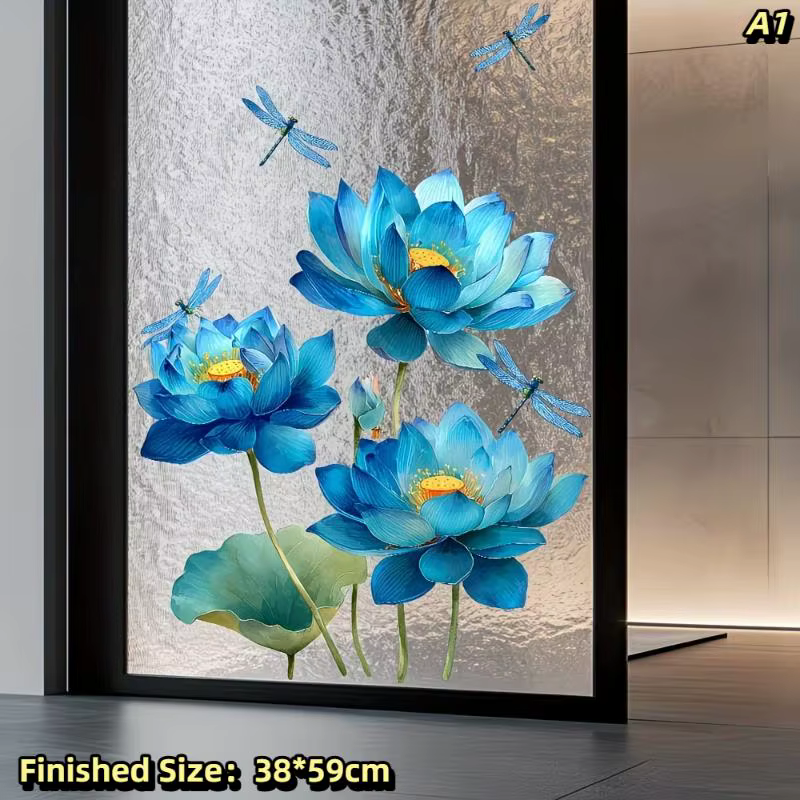 Autocollant mural en verre motif plante verte, fleurs, pour salle de bain, douche, décoration intimi