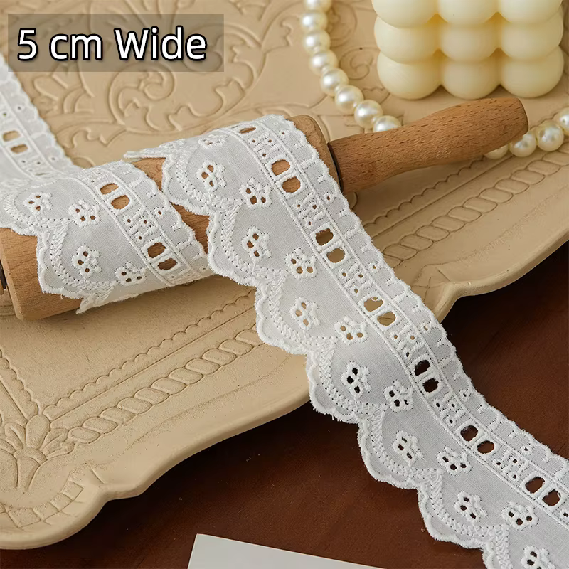 Tissu en dentelle de coton de 5cm de large, pour robe, ourlet, rideau, frange, décoration, Bouquet, 