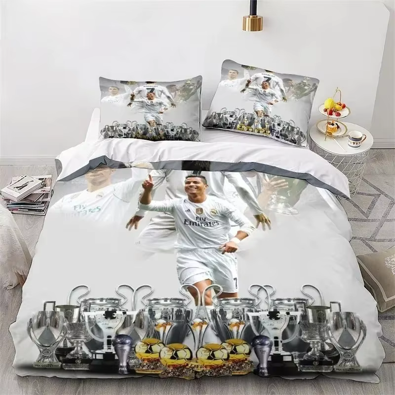 Ensemble de housse de couette Ronaldo Idol Football Star, housse de couette imprimée en 3D pour adol