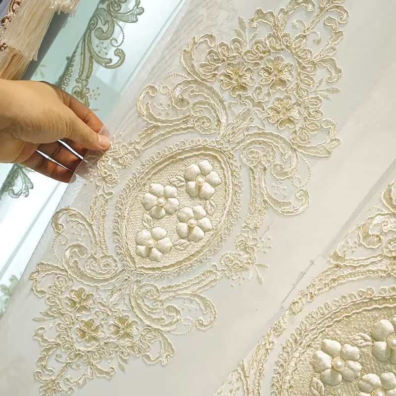 2025 Rideau personnalisé nouveau luxe moderne européen épais velours broderie fil tissu rideau occul