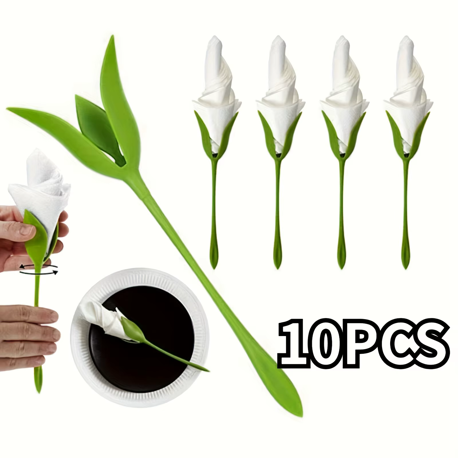 10 porte-serviettes floraux élégants - Convient pour les mariages, les fêtes, les décorations quotid