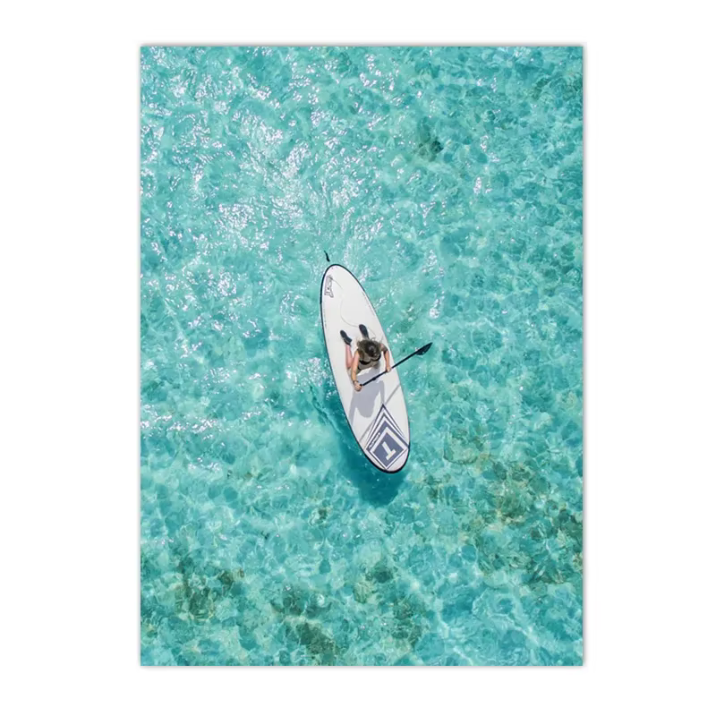 Affiches et impressions de vagues bleues de l'océan, d'eau de mer et de surf, peinture sur toile de 