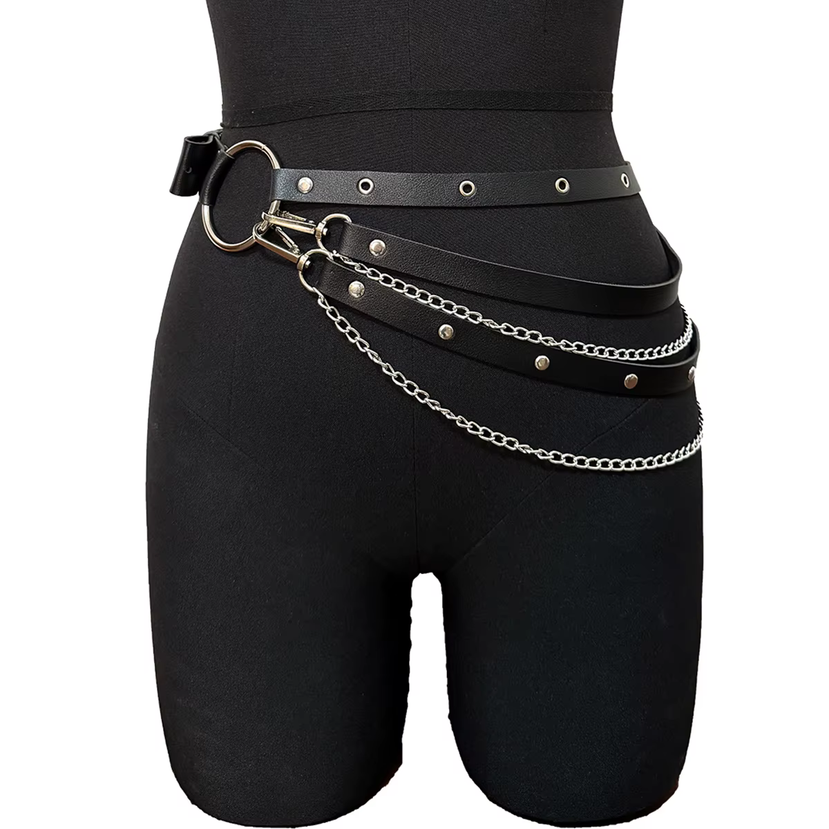 Ceinture de jarret en cuir PU réglable pour femme, style streetwear avec chaîne, accessoire vestimen