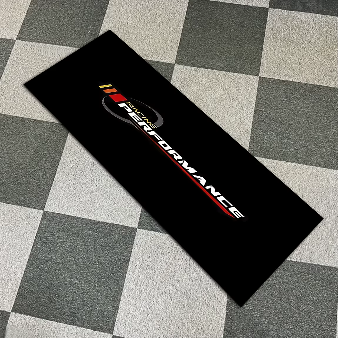 Tapis de sol Racing Performance Logo Garage Runner, noir avec rayures rouges, absorbant l'huile, ant