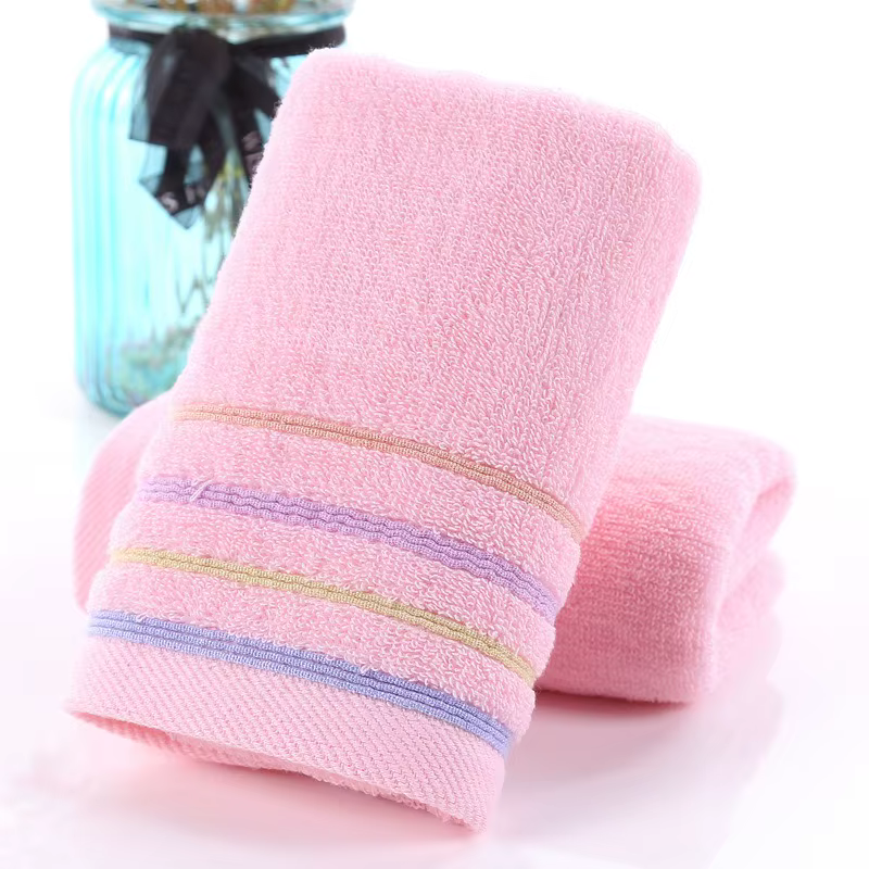 TILONDEX 1PC Serviette de toilette en coton 100% à fines rayures pastel macaron, serviette de toilet