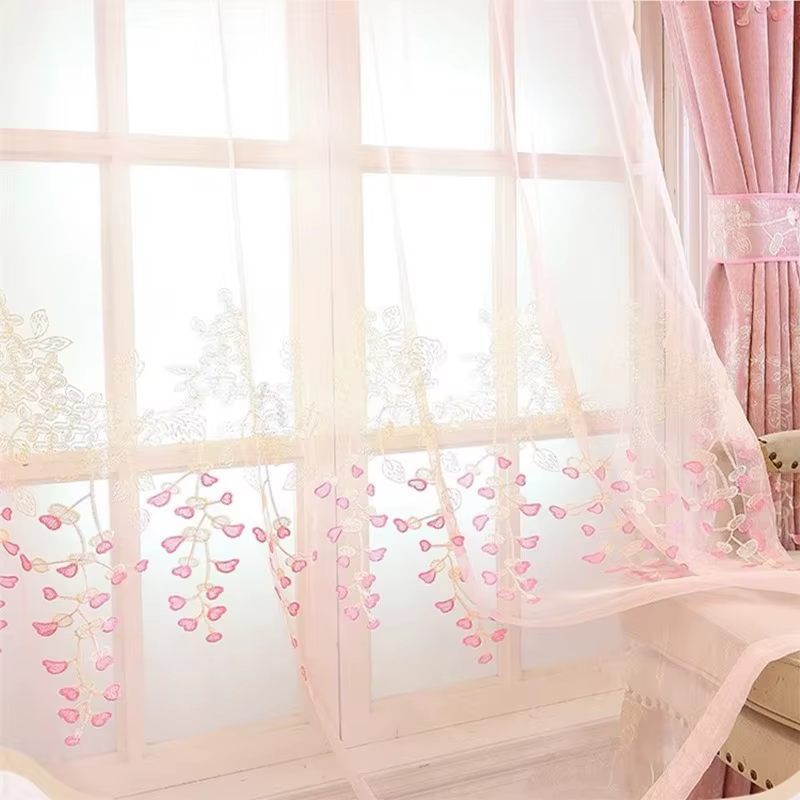 Rideau pare-soleil princesse rose pour chambre de fille, pour salon, broderie tridimensionnelle, déc