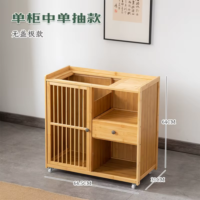 Armoire roulante en bambou, Table en bois Simple, chariot de salon avec roulettes, chaudière à eau i