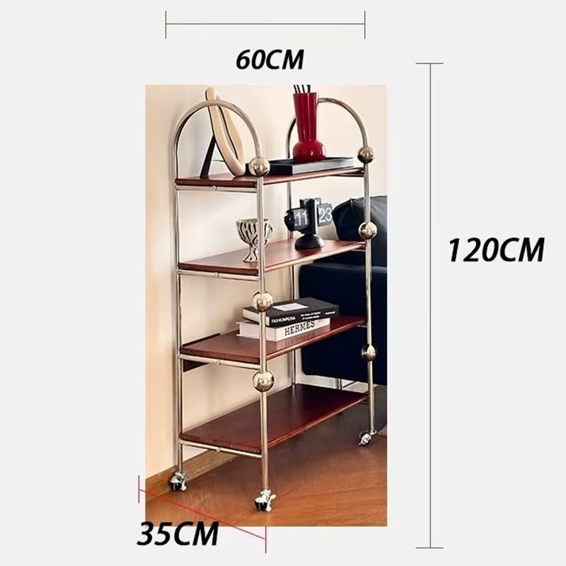 Support de rangement sur pied à 4 niveaux, chariot pour canapés de cuisine, présentoir mobile, Table