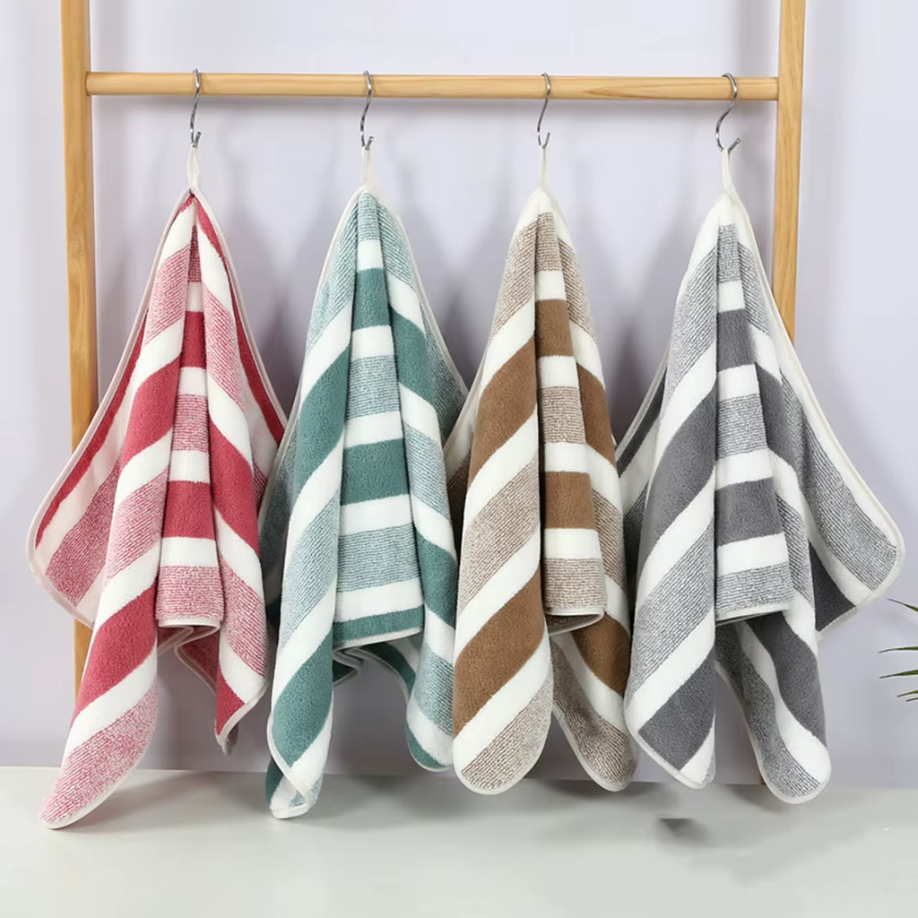 Serviette de bain rayée, 1 pièce, absorbante et à séchage rapide, Super douce, respectueuse de la pe