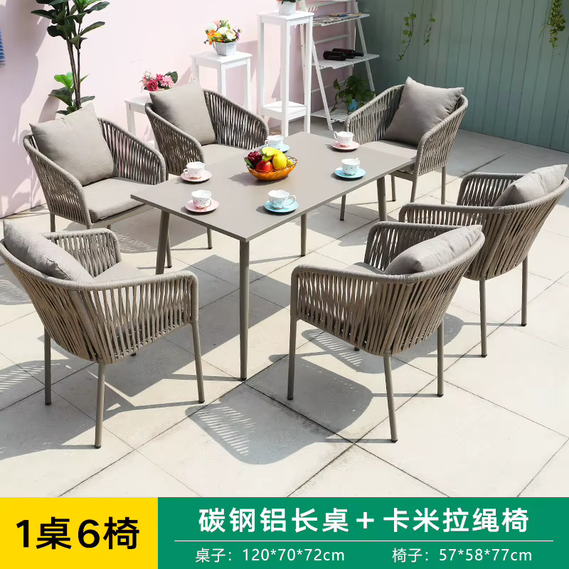 Tables et chaises nordiques de loisirs, terrasse de luxe légère, cour extérieure, combinaison table 